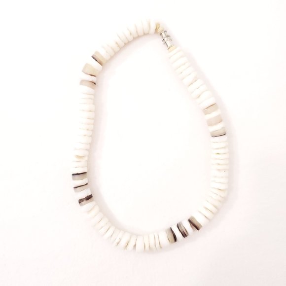 Puka White & Brown Shell Anklet - Picture 1 of 3